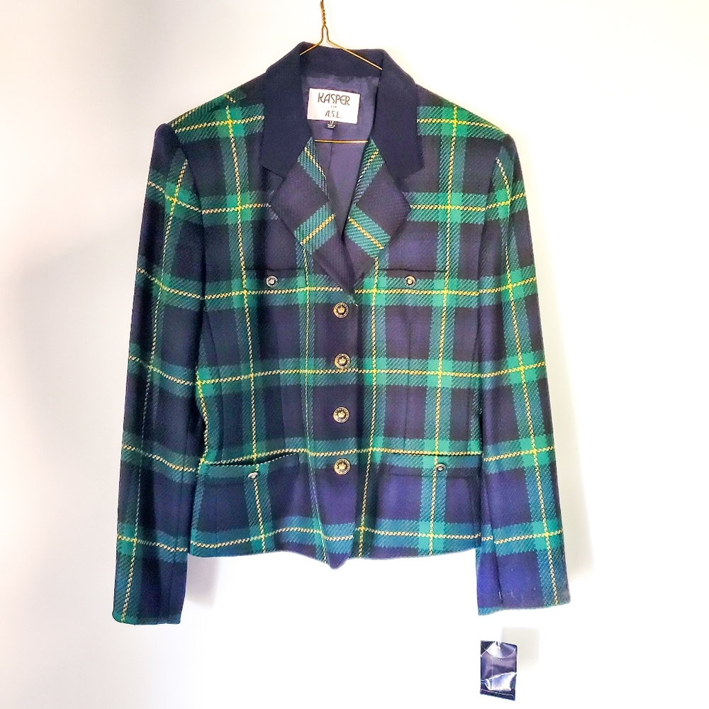NWT Plaid Green and Blue Blazer